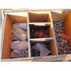 Image 7 : Wooden Box w/ Attached Lid & Contents: Rods, Washers, Nuts & Bolts, Knots, etc