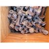 Image 9 : Wooden Box w/ Attached Lid & Contents: Rods, Washers, Nuts & Bolts, Knots, etc