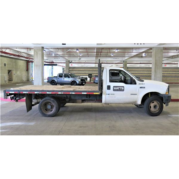2004 Ford F450 Flatbed Truck, GVWR 15000, 63206 Miles (Engine Runs - See Video)