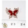 Image 1 : NEW VINTAGE LOOK BUTTERFLY BROOCH. RED