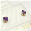 Image 2 : 14K YELLOW GOLD AMETHYST EARRINGS, MADE IN CANADA