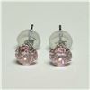 Image 1 : 10K WHITE GOLD PINK CZ EARRINGS