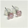 Image 2 : 10K WHITE GOLD PINK CZ EARRINGS