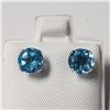 Image 1 : 10K WHITE GOLD BLUE TOPAZ(2.2CT) EARRINGS