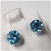 Image 2 : 10K WHITE GOLD BLUE TOPAZ(2.2CT) EARRINGS