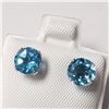 Image 3 : 10K WHITE GOLD BLUE TOPAZ(2.2CT) EARRINGS