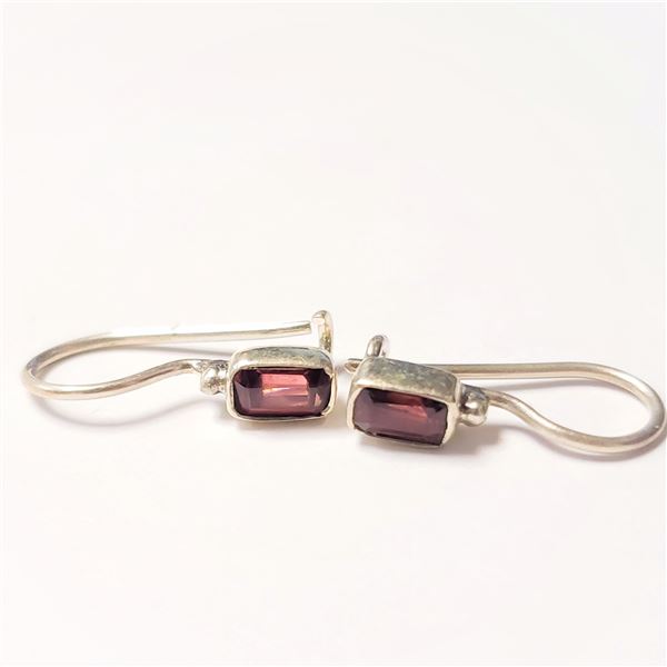 SILVER GARNET  EARRINGS