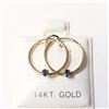 Image 1 : 14K YELLOW GOLD SAPPHIRE HOOP(0.15CT) EARRINGS