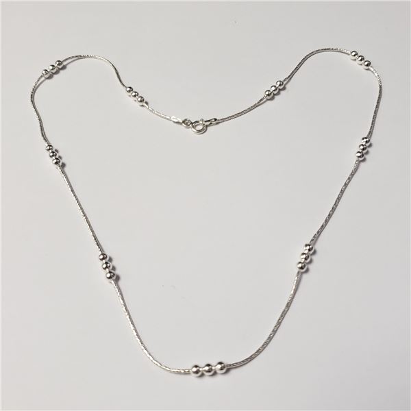 SILVER WITH BEAD 16" NECKLACE