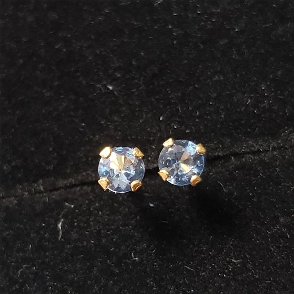 14K YELLOW GOLD BLUE TOPAZ  EARRINGS