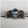 Image 1 : SILVER BLUE TOPAZ MARCASITE STACKING RING