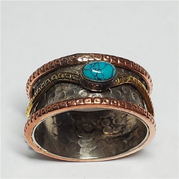 SILVER TURQUOISE MOVING RING