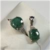 Image 2 : SILVER EMERALD PENDANT AND RING SET