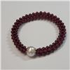 Image 1 : SILVER PEARL AND GARNET FLEXIBLE BRACELET