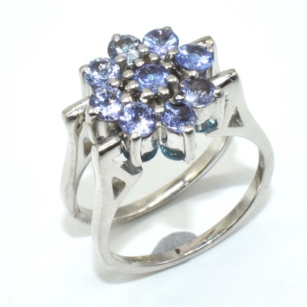 SILVER CERTIFIED TANZANITE BLUE TOPAZ RHODIUM