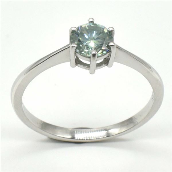 SILVER BLUE MOISSANITE (ROUND 6 MM)(2.2CT) RHODIUM