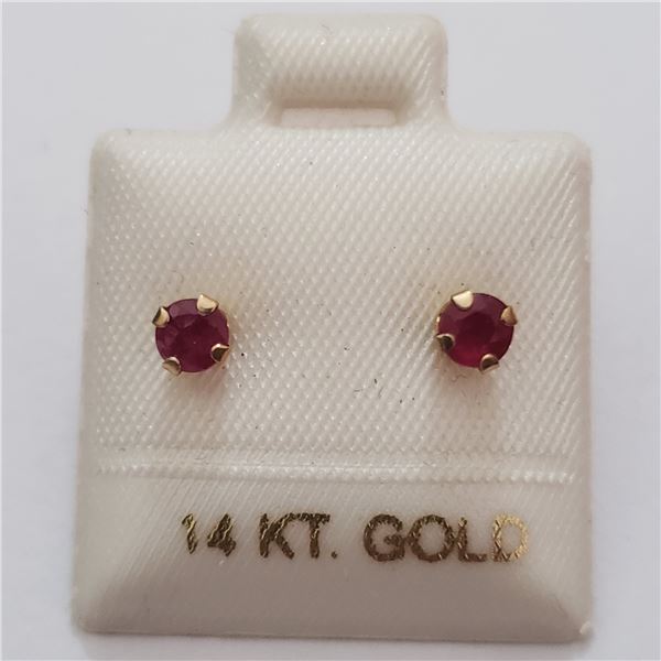 14K YELLOW GOLD RUBY(0.32CT) EARRINGS