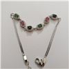 Image 1 : SILVER RUBY SAPPHIRE AND EMERALD 7-8" BRACELET