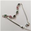 Image 2 : SILVER RUBY SAPPHIRE AND EMERALD 7-8" BRACELET