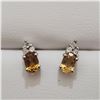 Image 1 : SILVER CITRINE AND DIAMOND EARRINGS