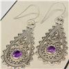 Image 1 : SILVER AMETHYST(1.2CT) EARRINGS (~WEIGHT 6.67G)