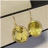 Image 2 : 14K YELLOW GOLD LEMON QUARTZ (9.8CT)  EARRINGS