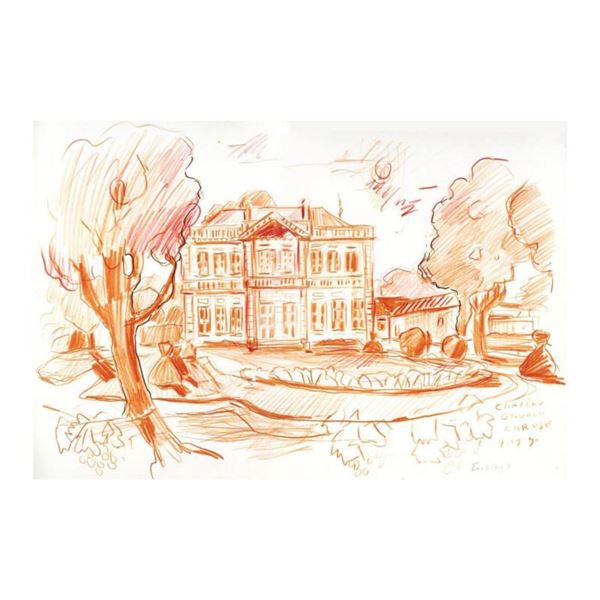 Wayne Ensrud "Chateau Gruaud-Larose (Bordeaux)" Pastel Original Artwork; Hand Signed; COA