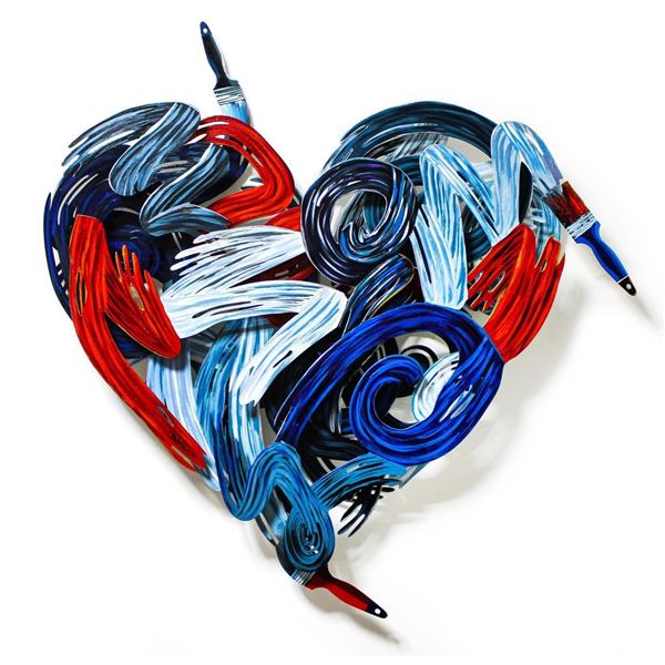 Patricia Govezensky- Original Painting on Cutout Steel "Colors of Love"