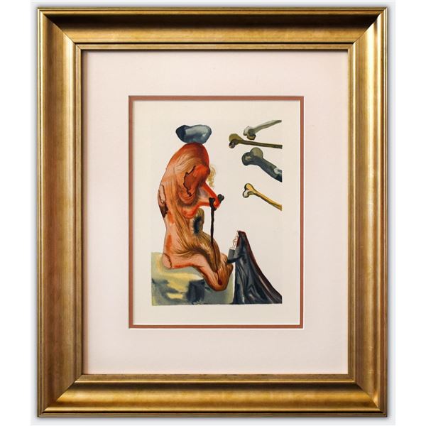 Salvador Dali- Original Color Woodcut on B.F.K. Rives Paper "Inferno 18"