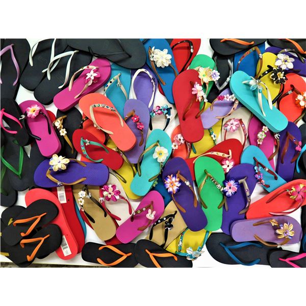 Approx. 41,500 Pairs of Unassembled Flip Flops - Various Colors and Sizes, Customizable