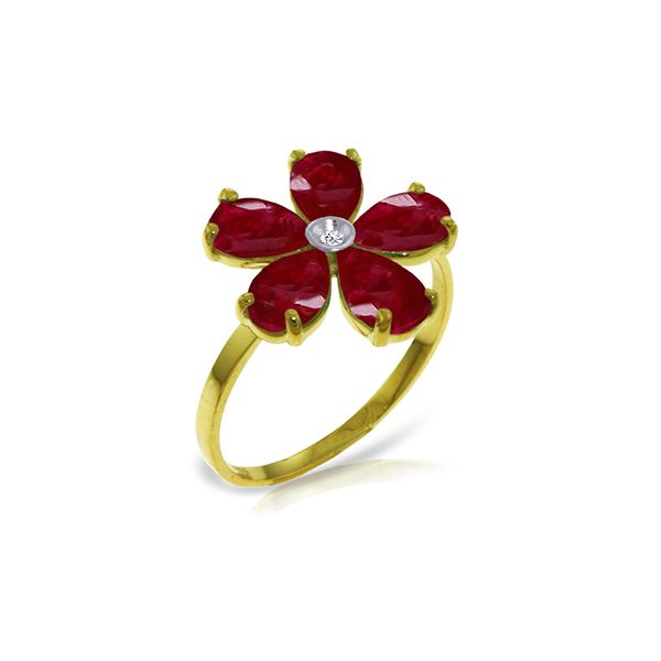 Genuine 2.22 ctw Ruby & Diamond Ring 14KT Yellow Gold - REF-42F2Z