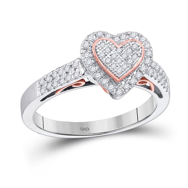 Round Diamond Heart Ring 1/3 Cttw 10KT Two-tone Gold