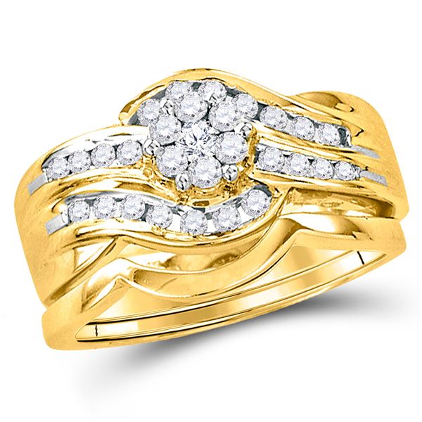 Diamond Bridal Wedding Ring Band Set 1/2 Cttw 14KT Yellow Gold
