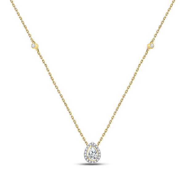 Pear Diamond Fashion Teardrop Necklace 1/2 Cttw 14KT White Gold