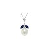 Genuine 4.5 ctw Pearl & Sapphire Necklace 14KT White Gold - REF-25K8V