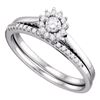 Diamond Halo Wedding Bridal Ring Set 1/4 Cttw 10KT White Gold