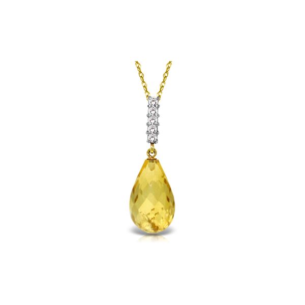Genuine 5.08 ctw Citrine & Diamond Necklace 14KT Yellow Gold - REF-29K2V