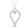 Image 2 : Round Diamond Outline Heart Pendant 1 Cttw 14KT White Gold
