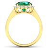 Image 2 : Natural 3.18 CTW Zambian Emerald & Diamond Ring 14K Yellow Gold - REF-157N7R