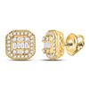 Baguette Diamond Cluster Fashion Earrings 3/8 Cttw 14KT Yellow Gold