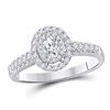 Halo Bridal Wedding Engagement Ring 1/2 Cttw 14KT White Gold