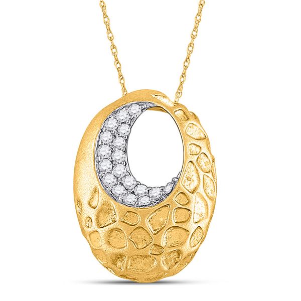 Round Diamond Spotted Oval Pendant 1/6 Cttw 14KT Yellow Gold