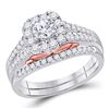 Image 1 : Diamond Bridal Wedding Ring Band Set 1 Cttw 14KT Two-tone Gold