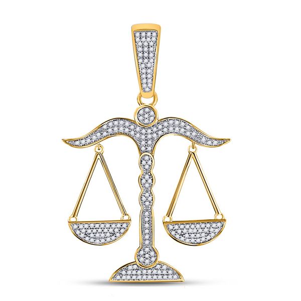 Round Diamond Scales of Justice Charm Pendant 1/2 Cttw 10KT Yellow Gold