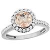 1.08 CTW Morganite & Diamond Ring 14K White Gold - REF-55F5N