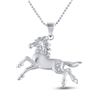 Round Diamond Horse Pony Animal Pendant 1/20 Cttw 10KT White Gold