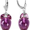 Genuine 20 ctw Amethyst Earrings 14KT White Gold - REF-51N8R
