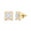 Baguette Diamond Square Cluster Earrings 3/4 Cttw 14KT Yellow Gold