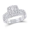 Bridal Wedding Ring Band Set 1 Cttw 14KT White Gold