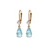 Genuine 4.53 ctw Blue Topaz & Diamond Earrings 14KT Rose Gold - REF-29F3Z